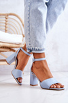 Leather Sandals On A Bar Blue Estrella