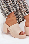 Women Sandals On Heel And Platform Beige Omeisa