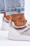 Classic Sports Shoes With Openwork Pattern White-Silver Happier
