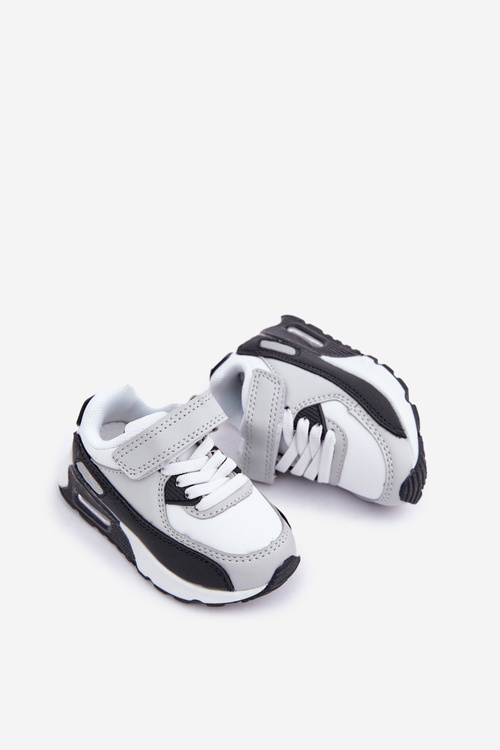 Children's Leather Sports Shoes On Platform Black-White Lori