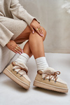 Low Snow Boots On Platform With Fur D.Franklin Beige DFSH370011