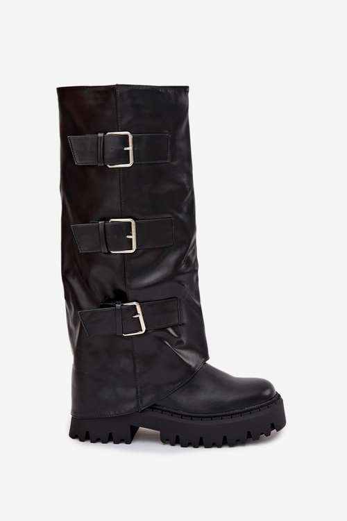 Insulated Women's Boots with Silver Clamps Black Isavine