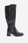 Heeled Knee High Boots Made Of Eco Leather Black Izanae