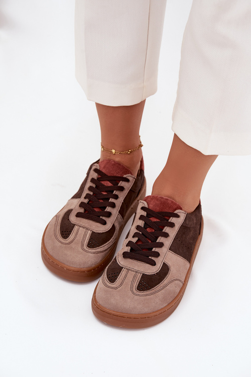 Damskie Sneakersy Barefoot Z Naturalnego Zamszu Brązowe Zazoo N1277