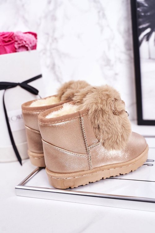 Children's Snow Boots Insulated With Fur Rose Gold Aurora