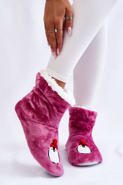 Women's Slippers Warm Slippers With Penguins Violet