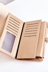 Large Leather Wallet With Magnet Beige Nereva