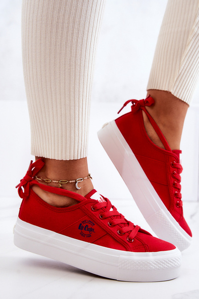 Tenisówki Trampki Platforma Lee Cooper Czerwone LCW-22-31-0834L