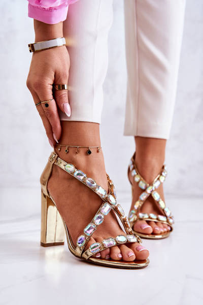 Women's Sandals On High Heel Lu Boo Gold 8258-1 Vernee