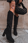Women's Boots on Heel with Eco Suede Black Prisca