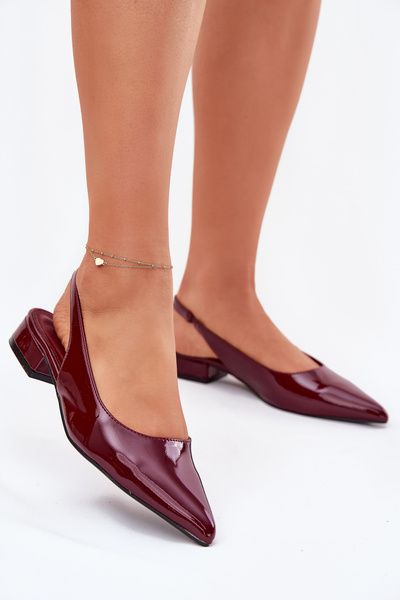Lacquered Ballerinas On Low Heel Burgundy Testori