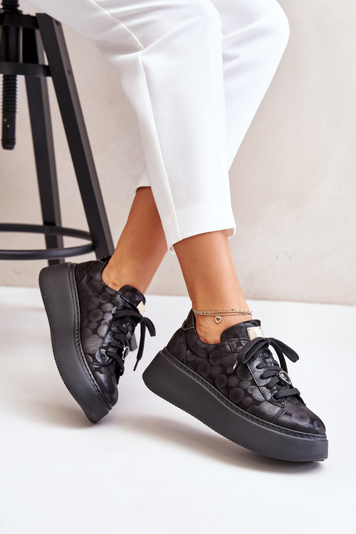 Leather Sports Shoes On Platform Maciejka 06191-42 Black