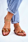 Leather Flat Sandals S.Barski Brown-Gold