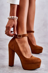Suede Pumps On The Platform Camel Rivia