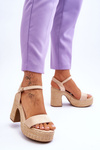 Comfortable Suede Sandals On A Chunky Heel Beige Elishia