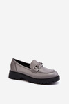 Women's Grey Faux Leather Moccasins Ledda