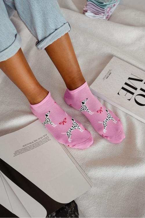 Women's Ankle Socks Dalmatian Pink