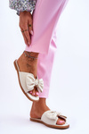 Women's Leather Slippers With Bow White Becky