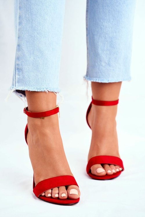 High Heel Suede Sandals Red Liberty