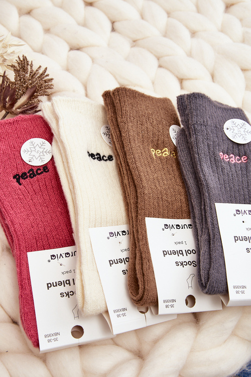 Women's Warm Socks with Grey Print