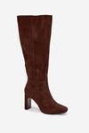 Ladies heated ankle boots with heel chocolate Zamira