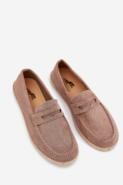 Men's Moccasins With Braiding Dark Beige Fiamar
