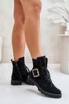 Zazoo 2951 Suede Ankle Boots With Decorative Buckle Black