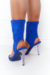 Sandals On A High Heel With Cubic Zirconia Lu Boo Blue