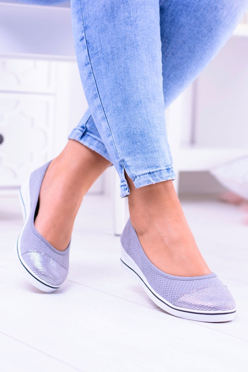 Fabric Gray Ballerina Ballerina Slippers Elleni