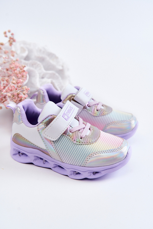Children's Leather Sports Shoes White-Violet Loopsy