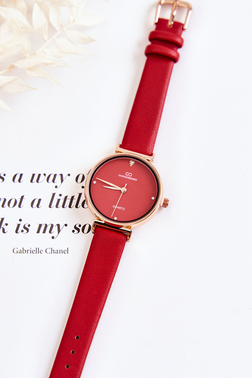 Women's Classic Watch On A Leather Strap Giorgio & Dario Red