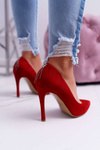 Laura Messi Women's Stilettos 1727 Suede Leather Red Valentine