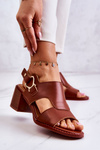 Leather High Heel Sandals La.Fi Brown Leratto