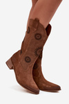 Open Women's Boots Made of Natural Suede on Block Zazoo 3793 Brown
