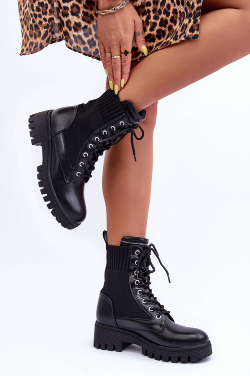 Workery Botki Damskie Skarpeta Czarne Melaste BM555