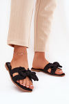 Flat Women's Slippers With Bow Black Tobin