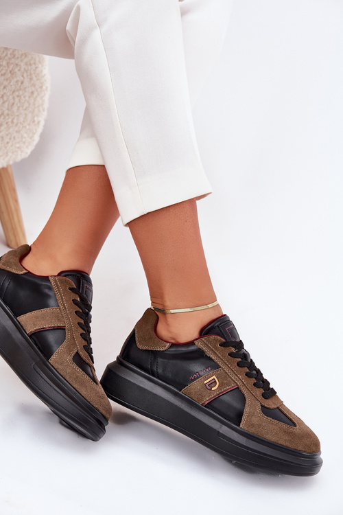 Womens Leather Sneakers On Platform Daniel Lopez Just Dare SS2D4001 Black