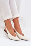 Heels With Open Back Eco Leather Ecru Aricandia