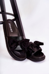 Classic Women's Leather Slippers With A Bow Black Dessy