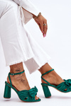 Fashionable Sandals With A Bow On Heels Green Callum