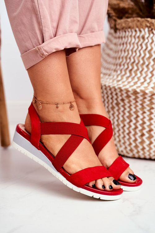 Women's Sandals On Wedge Slip On Red Harper 