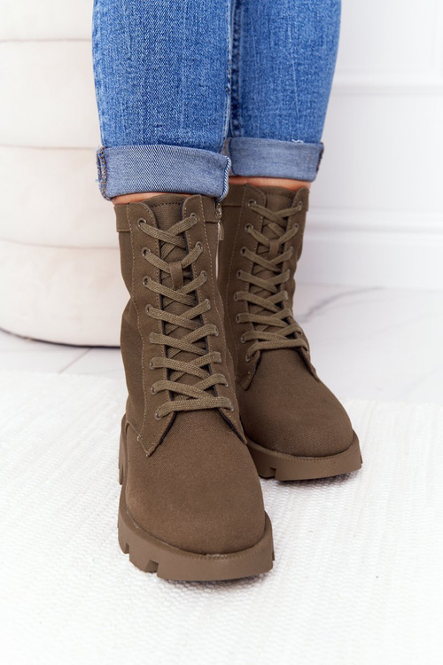 Damskie Botki Workery Zielone Haley