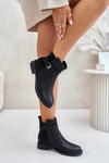 Insulated Ankle Boots On Flat Heel With Strap Black Sabamessa