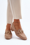 Low Heel Court Shoes with Ornament Beige Dolvira