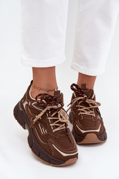 Women's Sports Sneakers With Double Lacing Chocolate Annelie