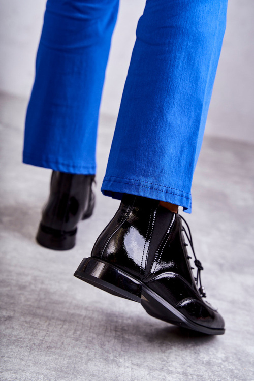 Lacquered Boots With Decoration Black Betrix