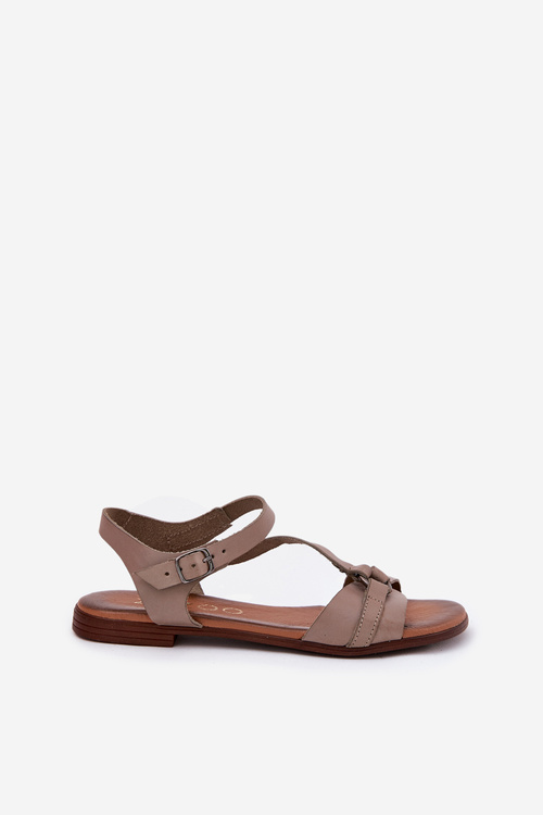 Zazoo 40182 Leather Women's Sandals Dark Beige