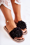 Women's Suede Slippers With Decoration Black Giorgia