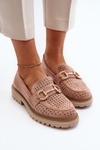 Women's Pink Perforated Loafers with Decoration Talesse