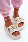 Women's Foam Slides With Decorations On Thick Sole White Bremavia